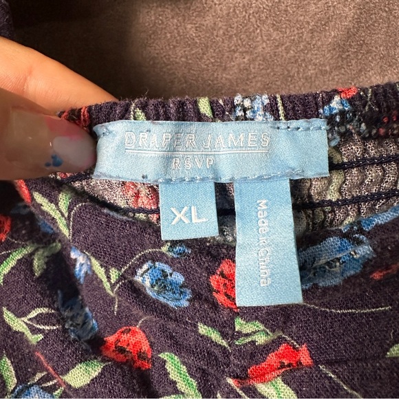 Draper James RSVP Smocked Midi Dress Navy Floral Print Women’s XL - Picture 6 of 9